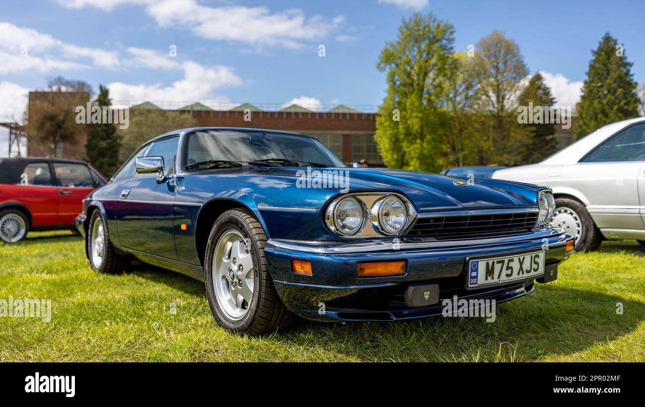 1995 Jaguar XJS, on display at the April Scramble held at the Bicester Heritage Centre on the 23rd April 2023. Stock Photo