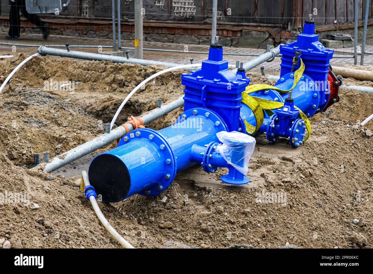 New 300mm city main drink water pipeline with gate valves before