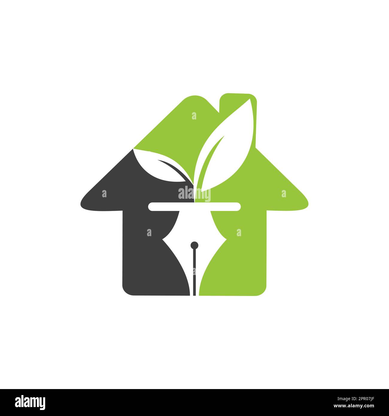 Leaf and pen logo design. Education and writer community Logo. Home