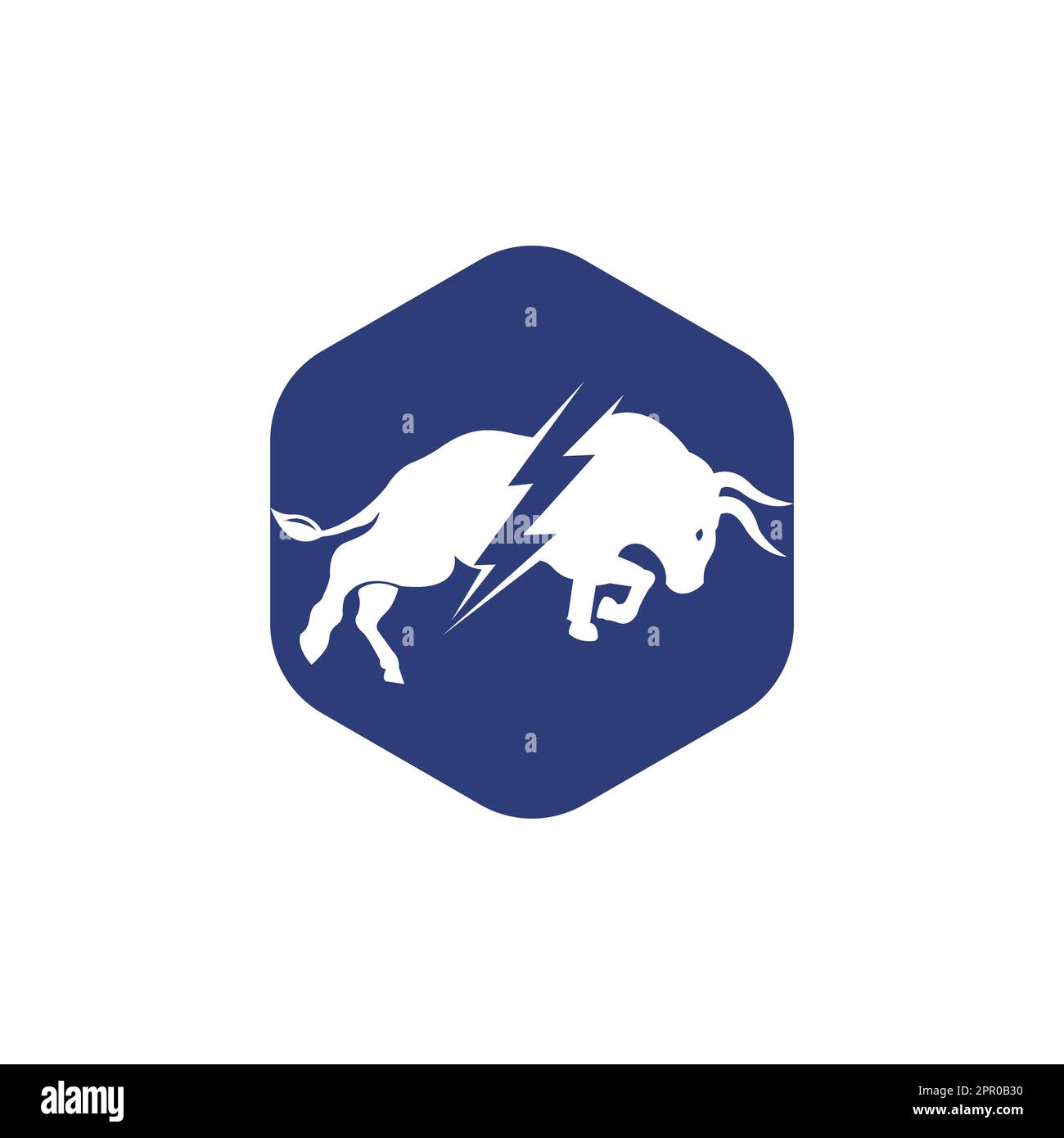 Bull with thunder logo design. Flash electric energy in bull Stock ...