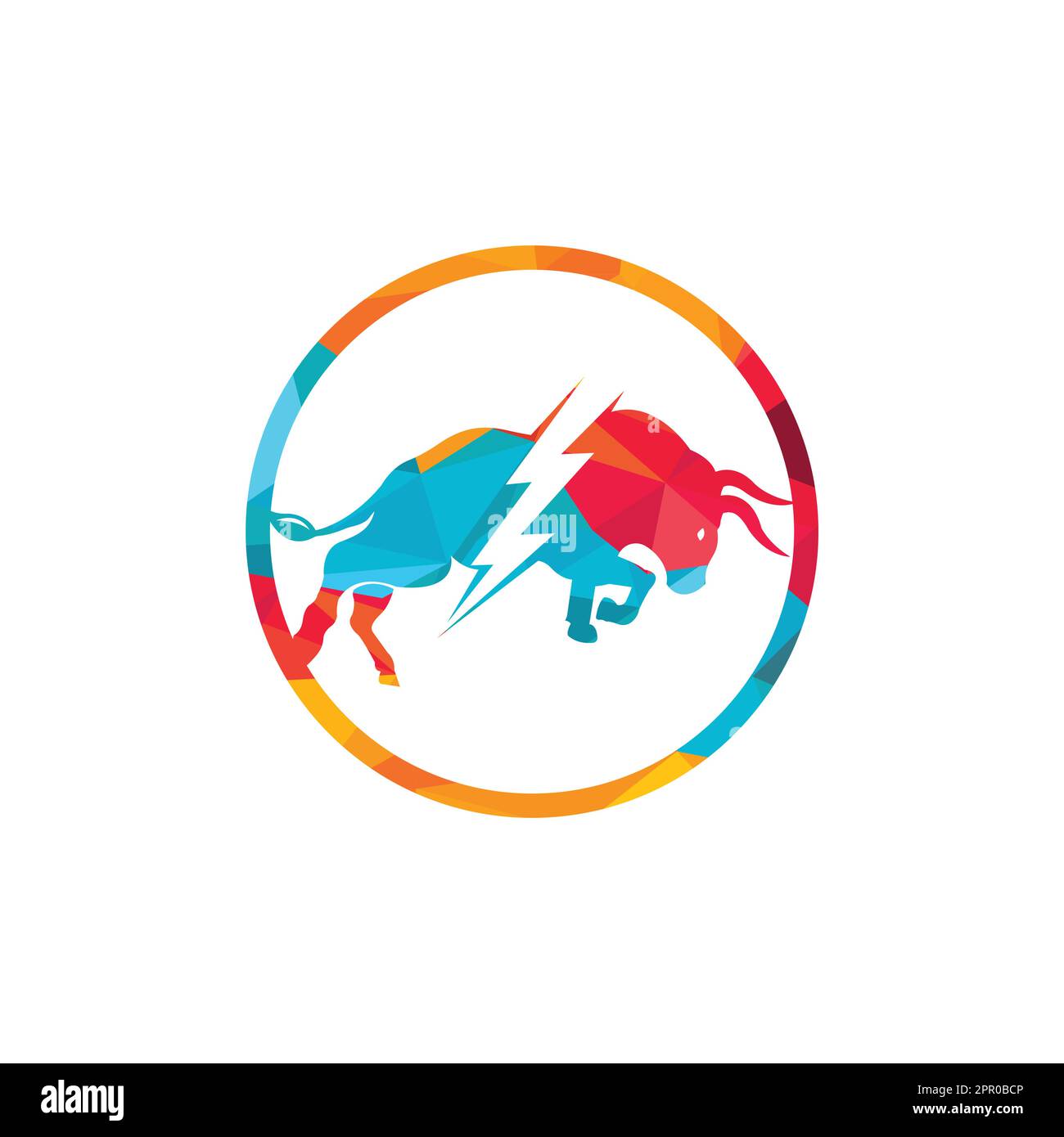 Bull with thunder logo design. Flash electric energy in bull Stock ...