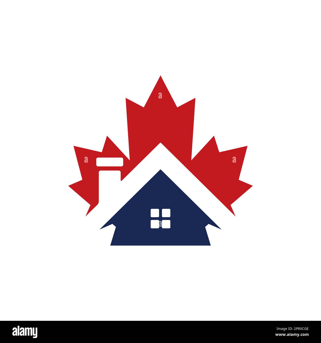 Maple leaf real estate vector logo. Maple leaf home icon Stock Vector
