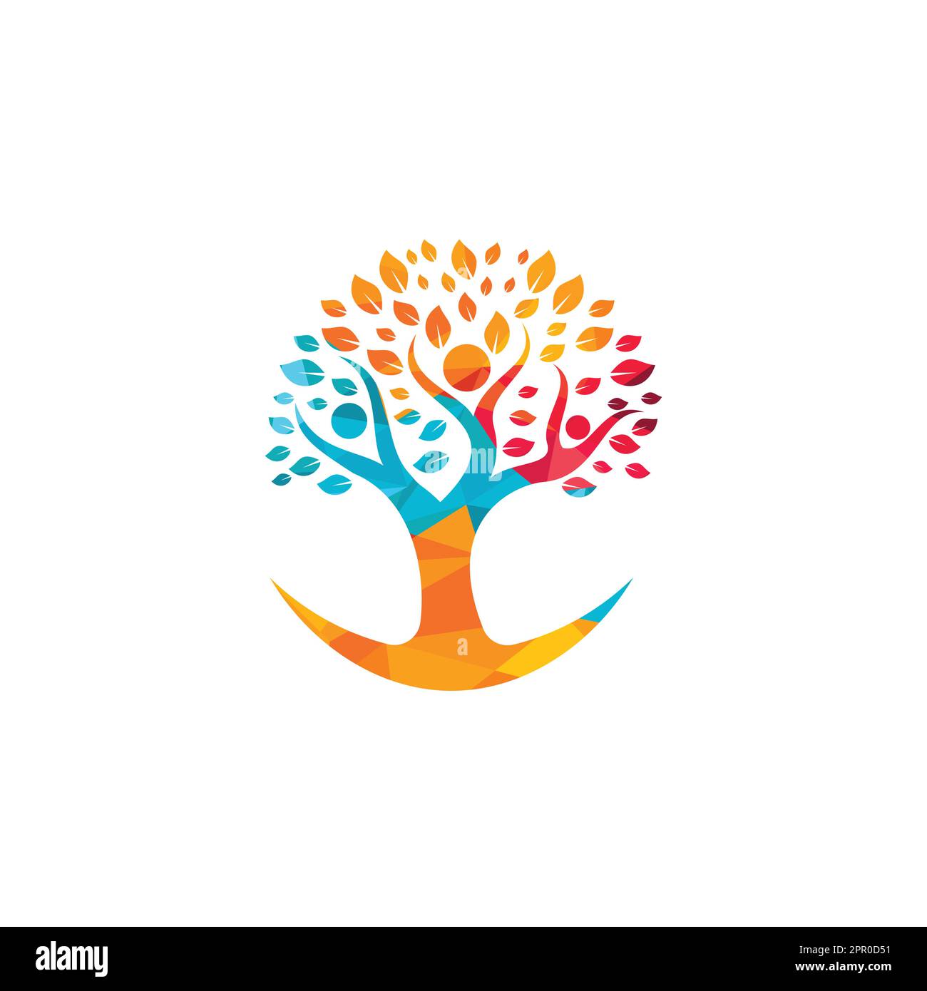 Creative People Tree Concept Logo Design Template Stock Vector Image ...