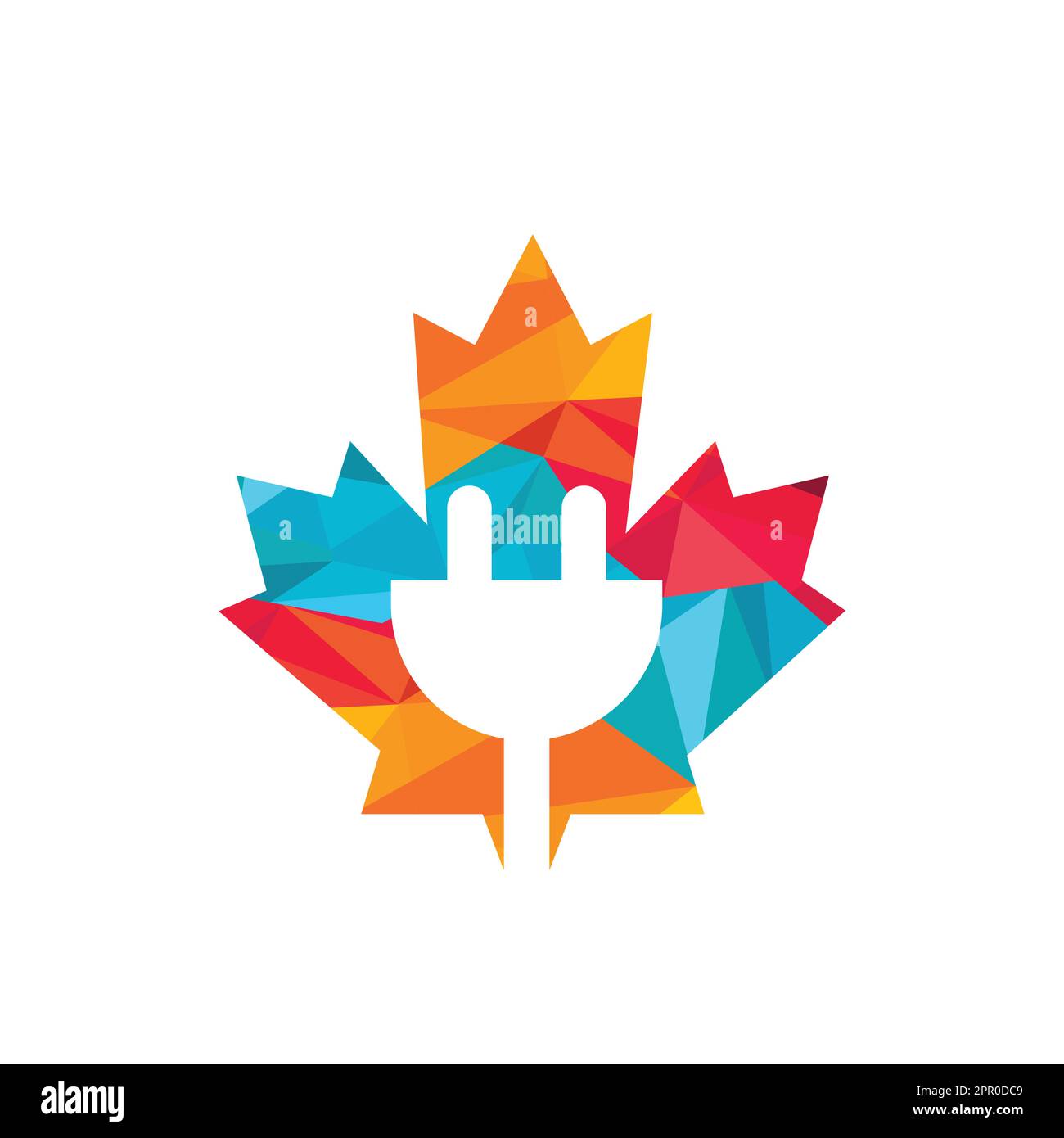 Maple Leaf with electrical power cord vector logo design. Canada ...