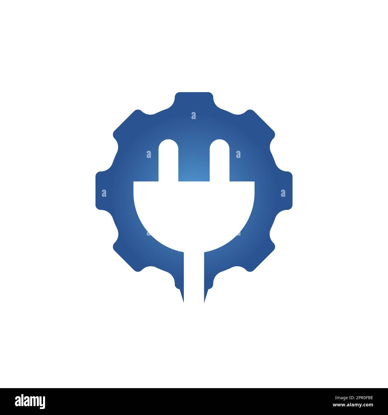 Electrical plug and gear cog vector logo design. Power energy symbol