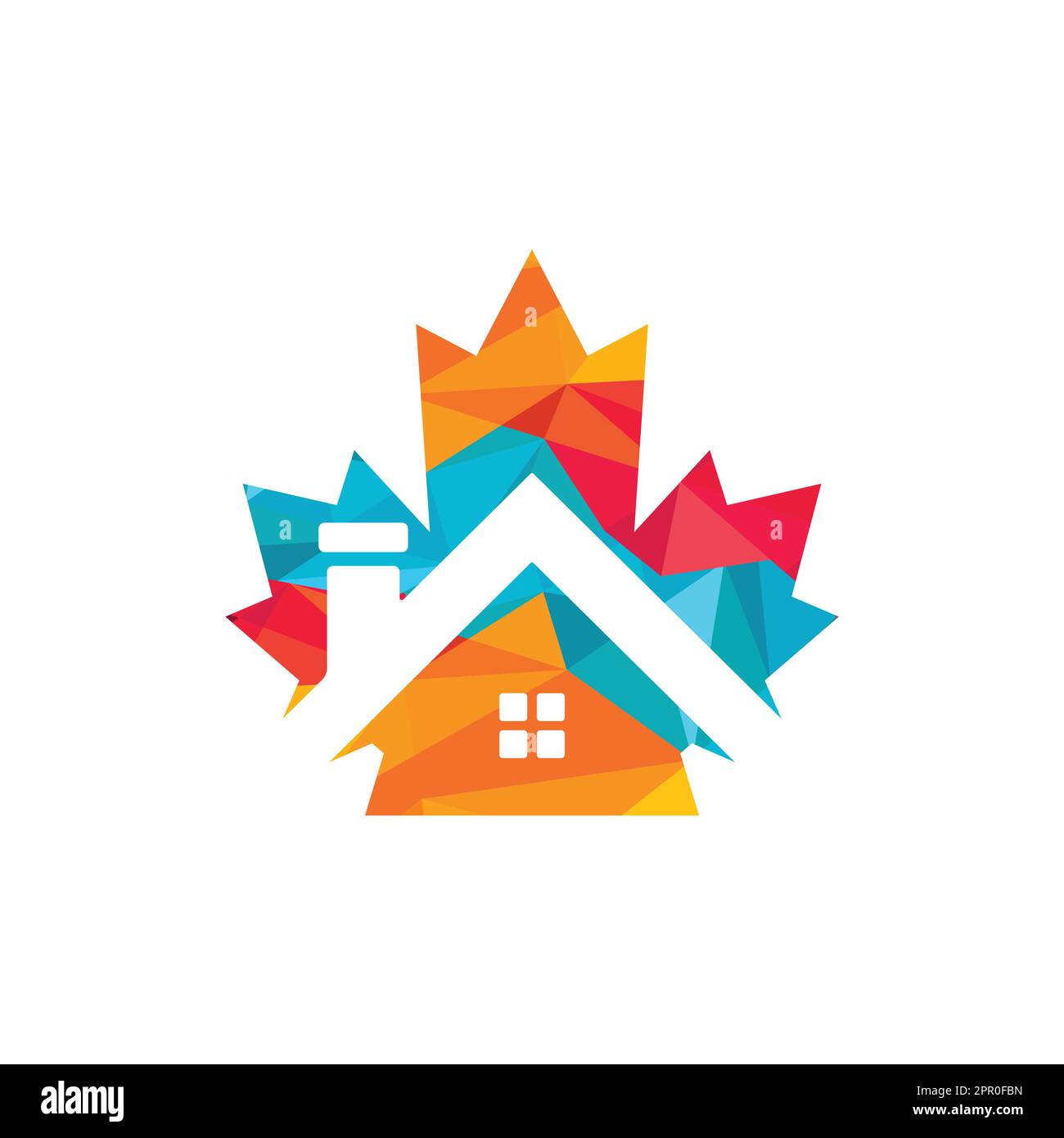 Maple leaf real estate vector logo. Maple leaf home icon Stock Vector