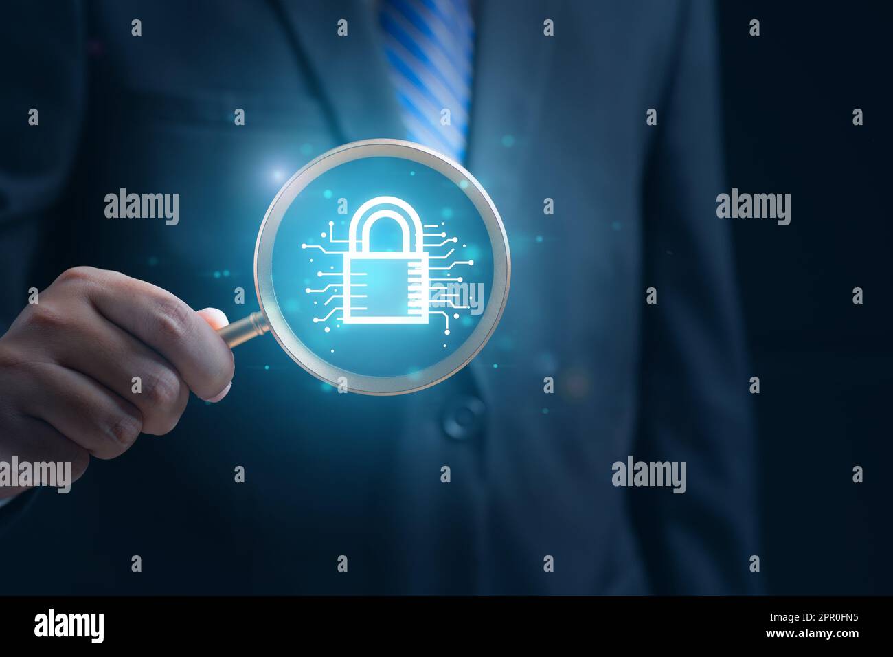 User with privacy security and encryption, Cybersecurity concept Stock Photo