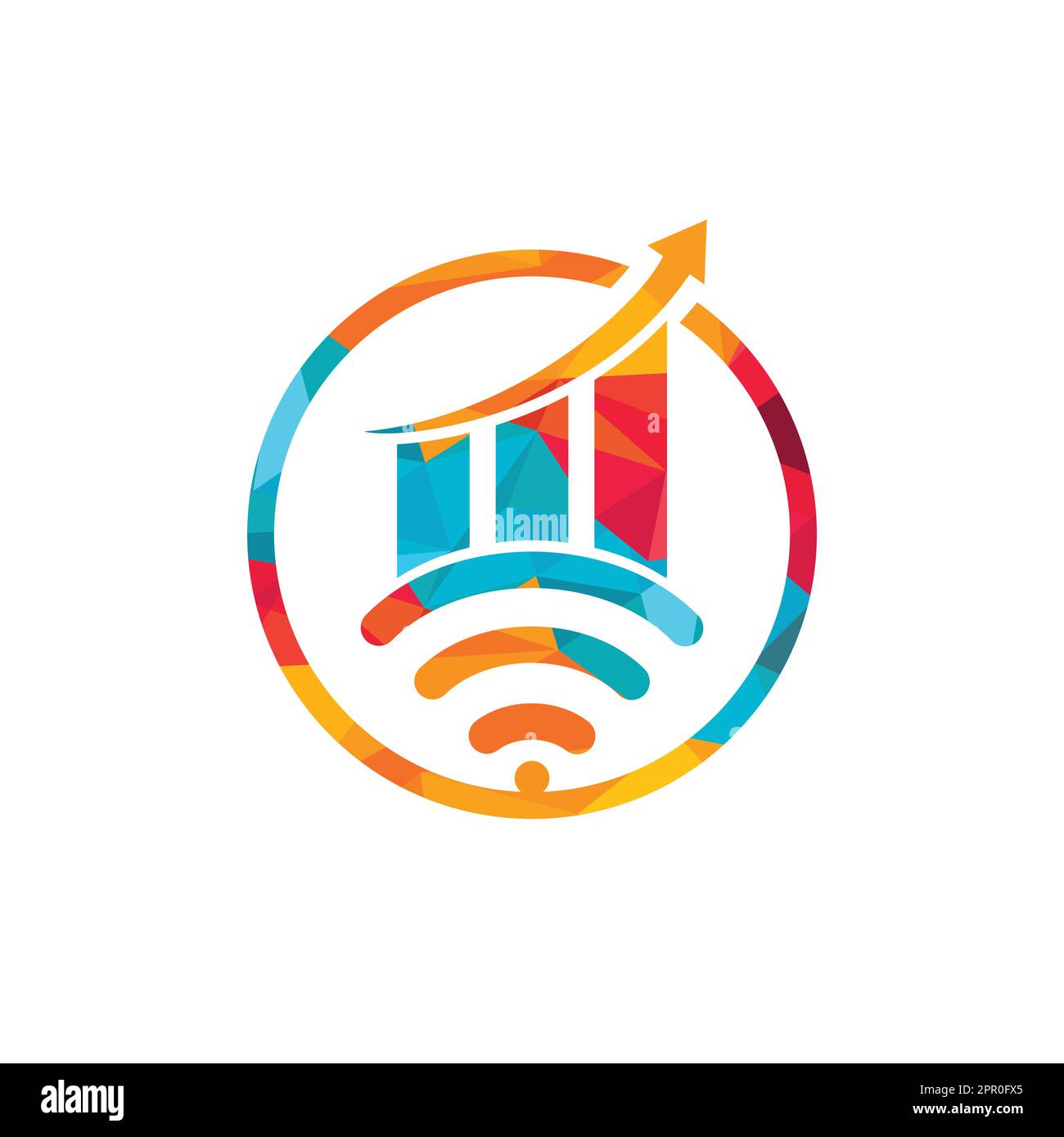 Wifi Statistic vector logo design. Wifi analytic logo icon design. Stock Vector