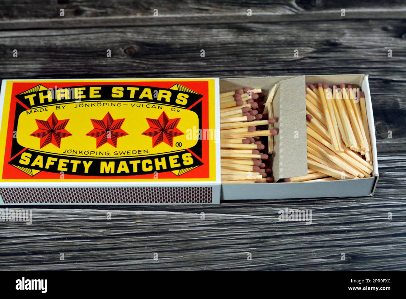 Cairo, Egypt, April 18 2023 Three stars safety matches Jonkoping