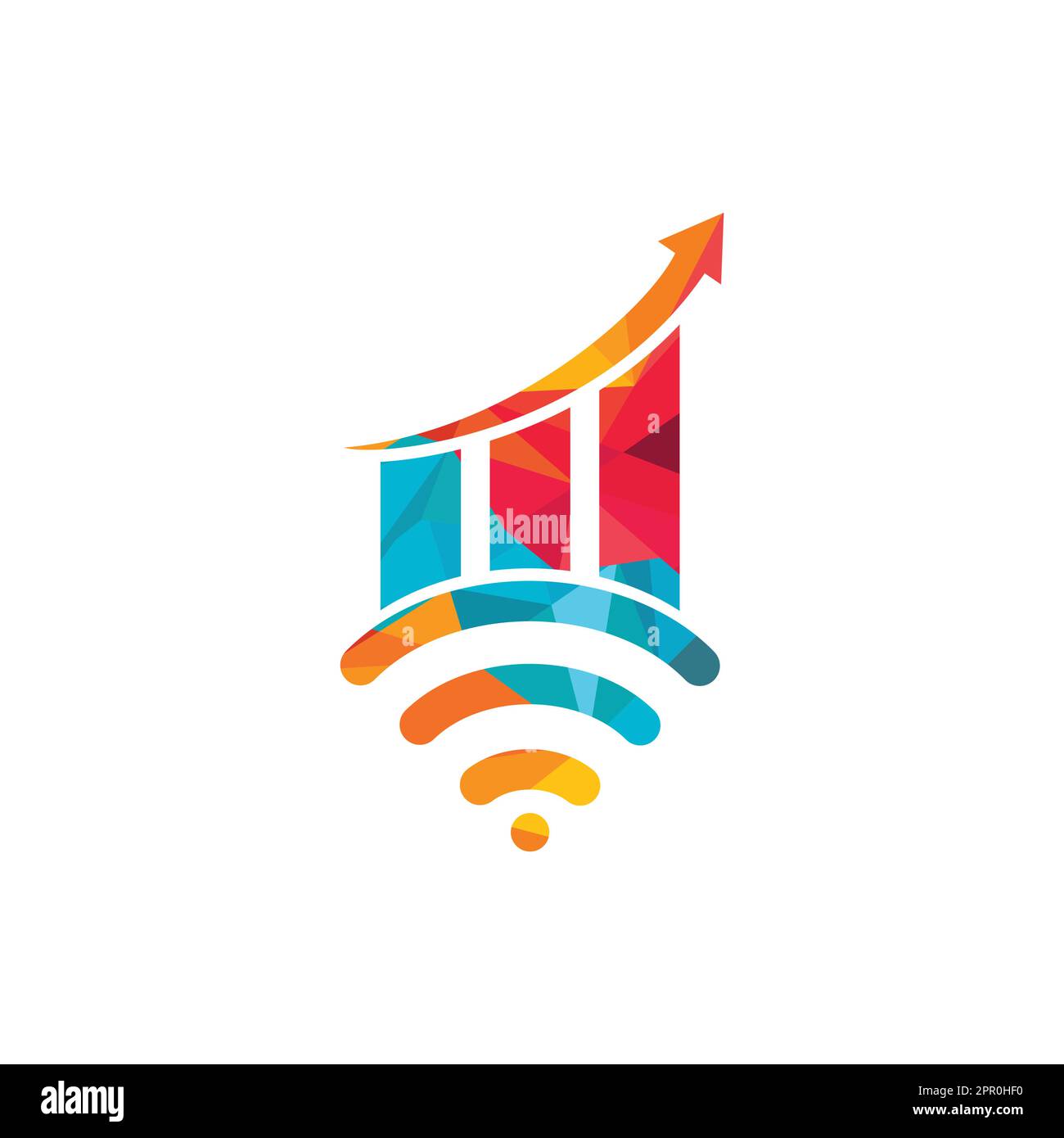 Wifi Statistic vector logo design. Wifi analytic logo icon design. Stock Vector