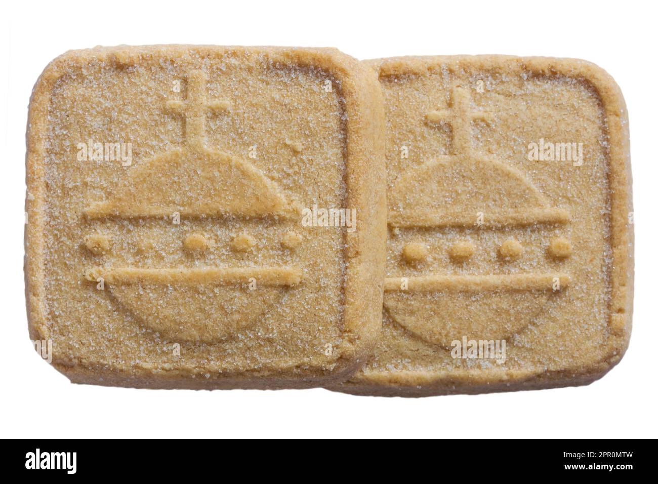 all butter shortbread biscuit to commemorate The Coronation of HM King Charles III 2023 from M&S isolated on white background Stock Photo