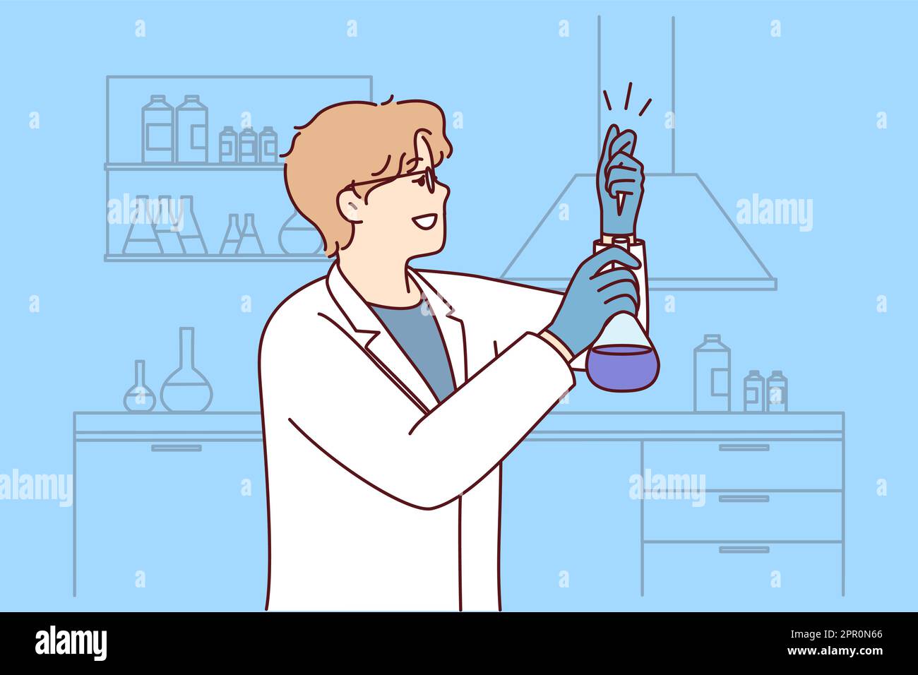 Male scientist make experiments in lab Stock Vector