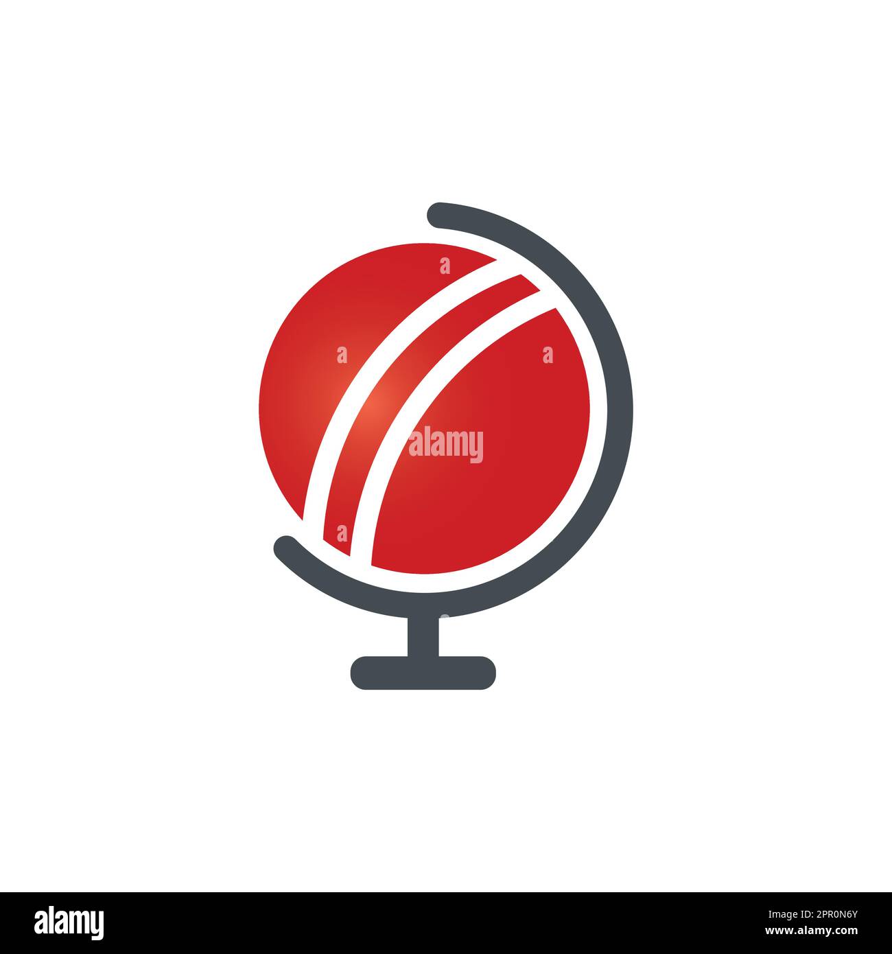 Cricket ball as a globe vector logo design. Stock Vector