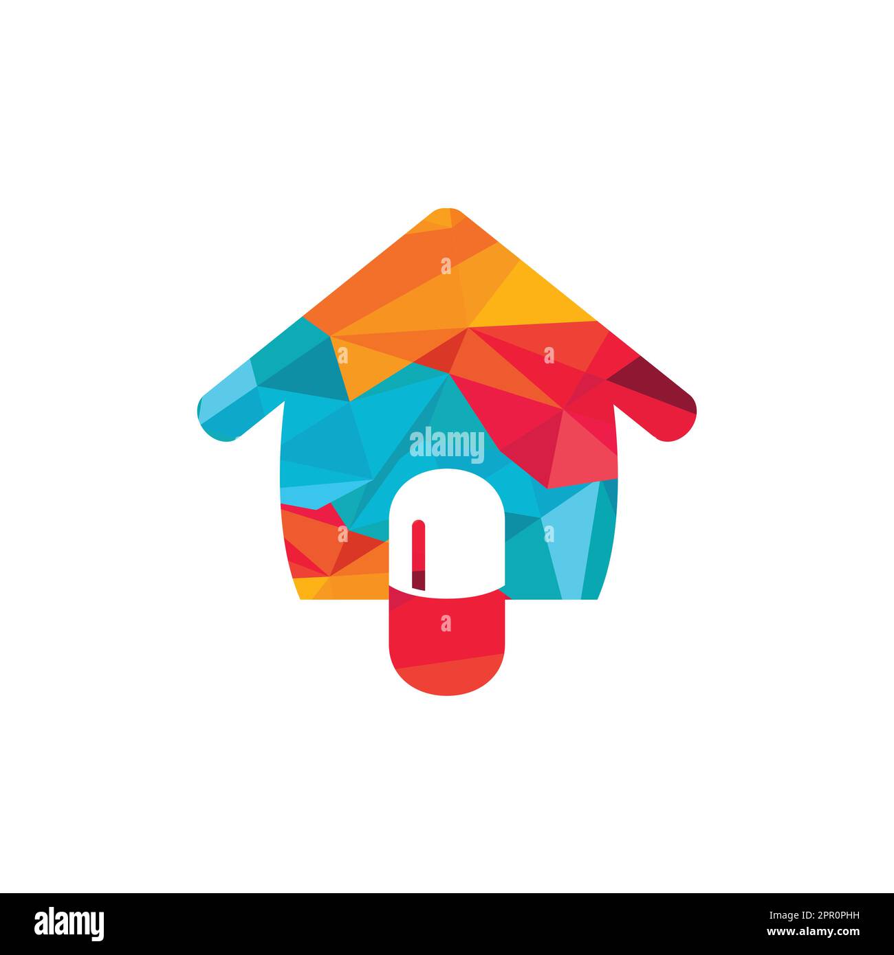 Home capsule logo design template. Medicine home delivery service logo concept. Stock Vector
