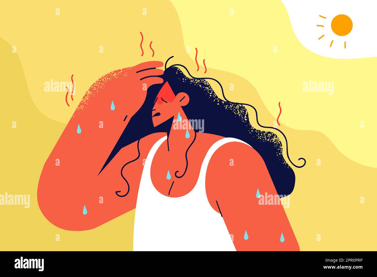 Unhealthy woman suffer from heatstroke Stock Vector Image & Art - Alamy