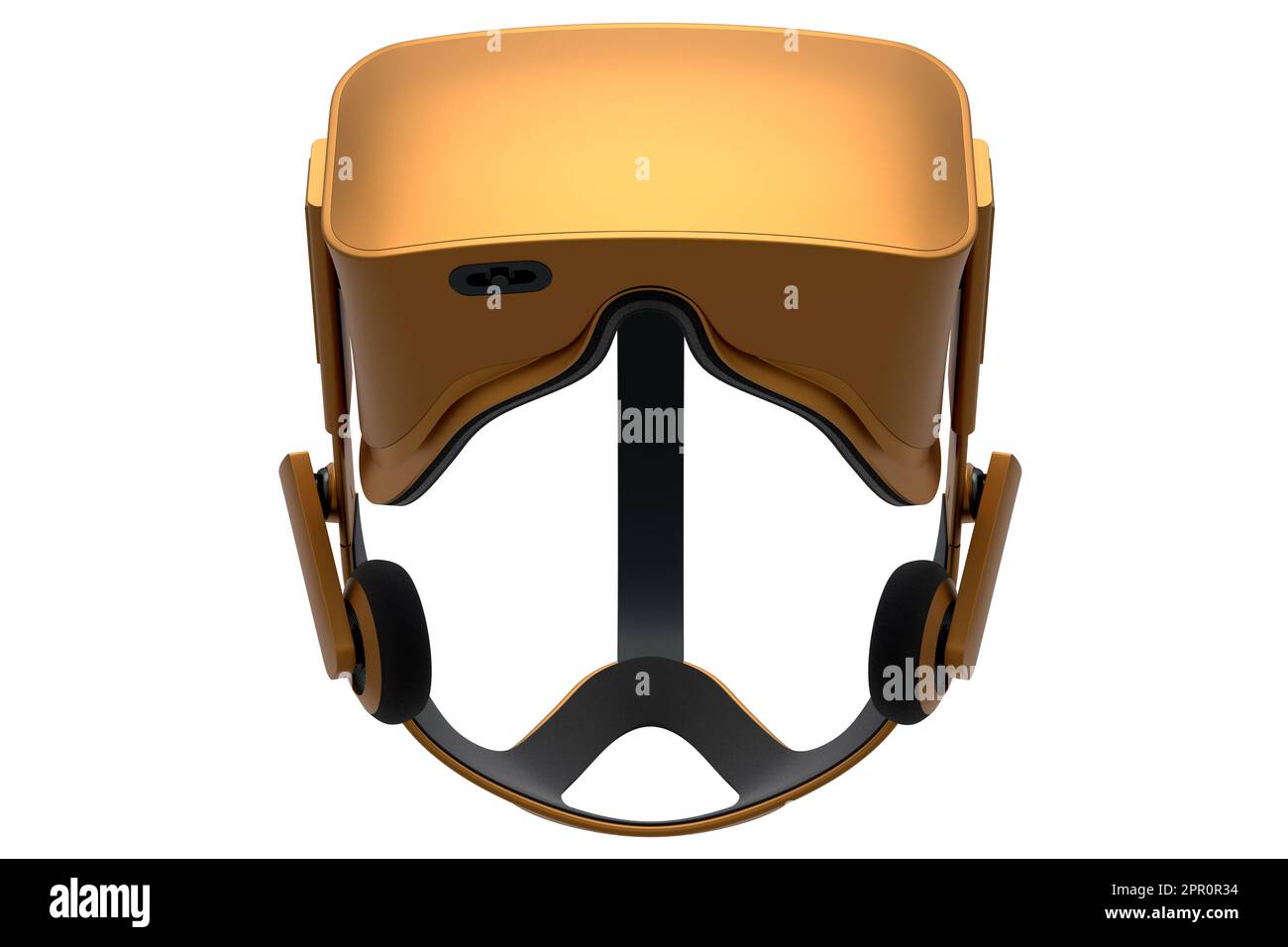 Realistic virtual reality glasses with gold chrome texture isolated on