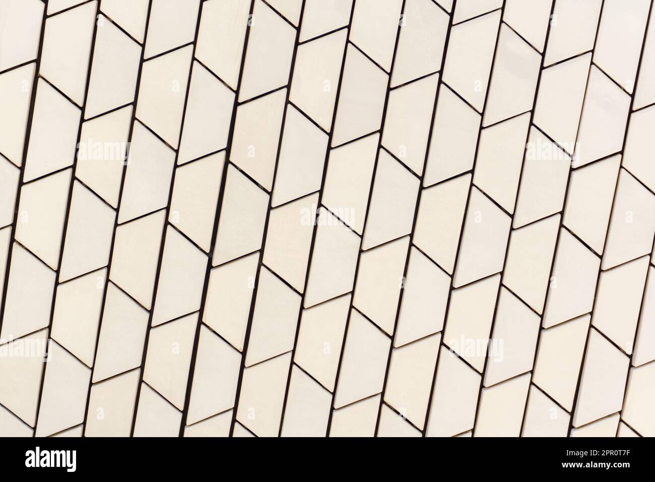 Angled white tile pattern perspective close up background Stock Photo