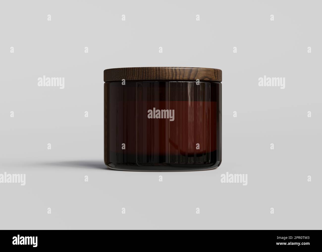 Amber glass jar candle container front view mockup on gray background ...
