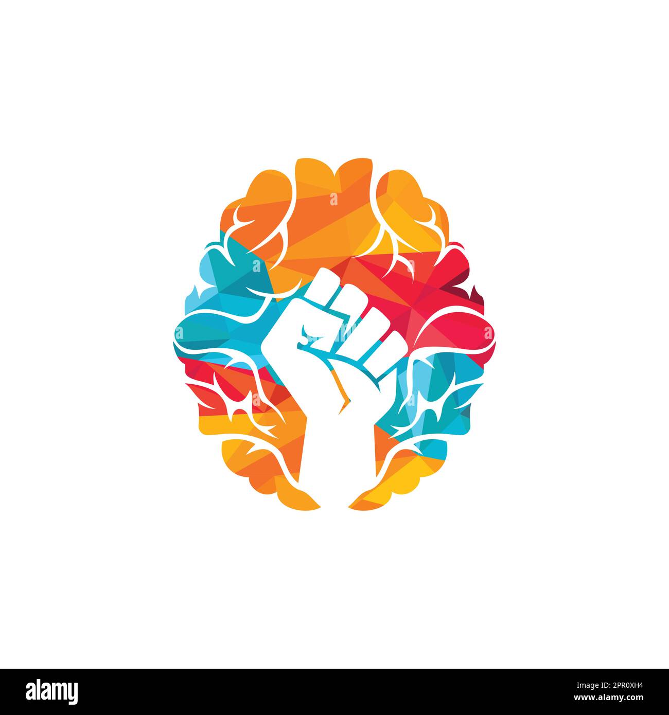 Brain fist vector logo design. Intellect power logo. Extreme intelligence concept. Stock Vector