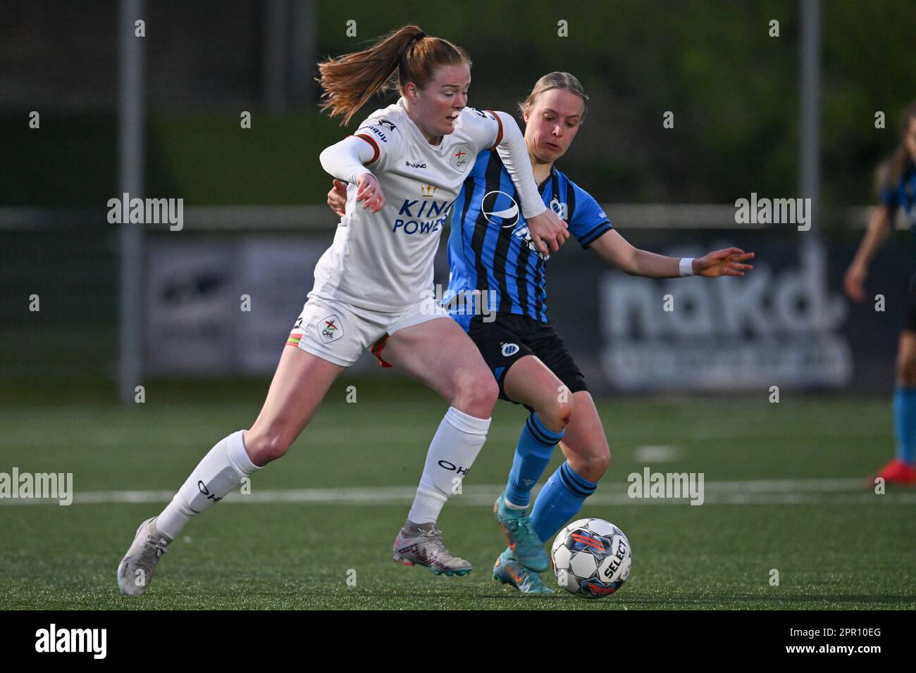 Nikee Van Dijk (20) of OHL and Melanie Gerrits (15) of Brugge pictured