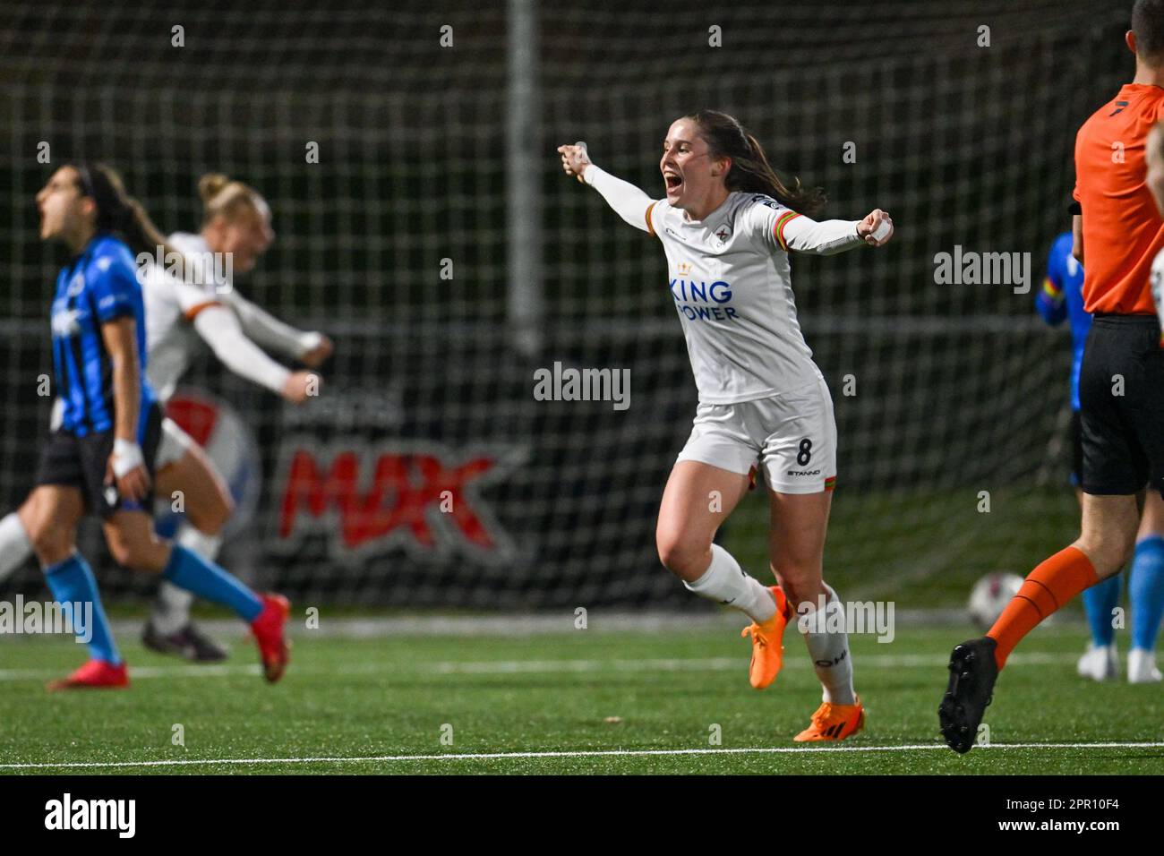 Marie Detruyer (8) of OHL pictured celebrating after scoring a goal