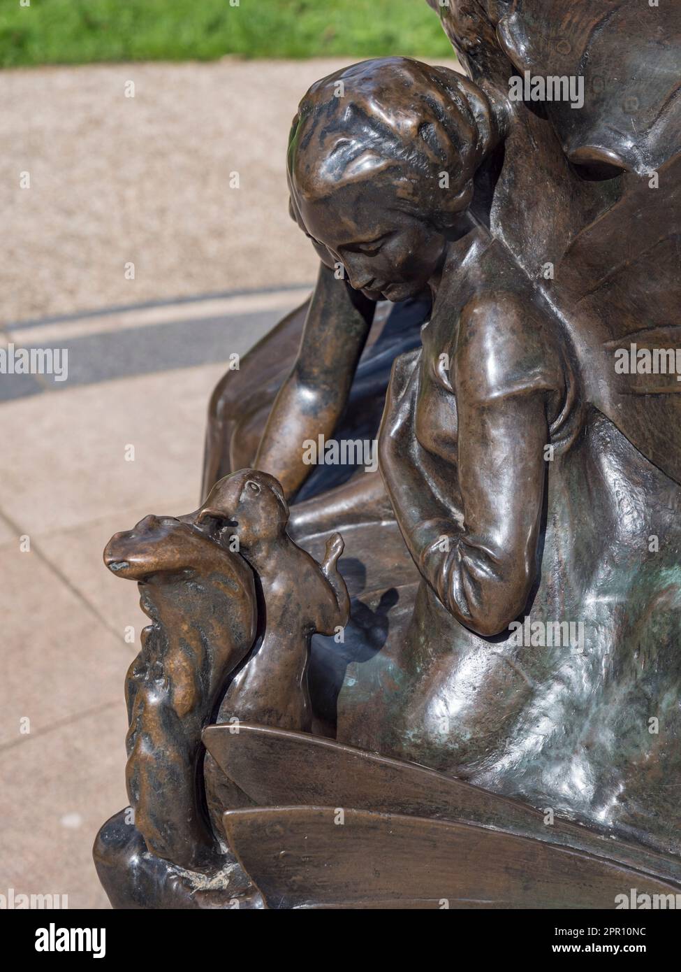 Detail of the Peter Pan Statue, Kensington Gardens,, London, UK. Stock Photo