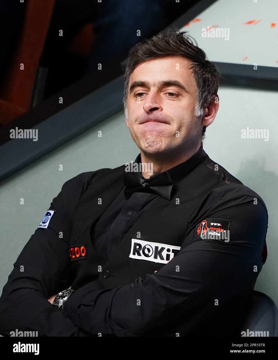 Ronnie O'Sullivan in action against Luca Brecel (not pictured) on day