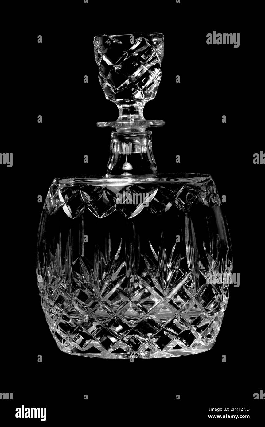 Fine cut crystal glass isolated over black Stock Photo Alamy