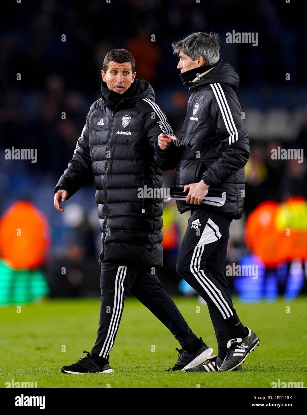 Leeds United manager Javi Gracia (left) at the end of the Premier
