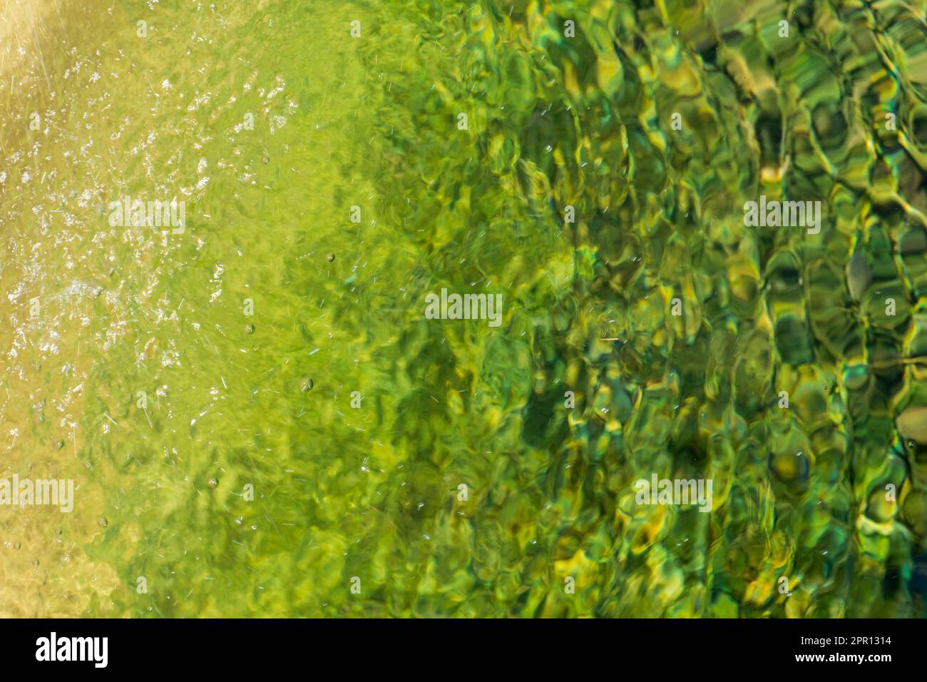 Yellow-green surface of flowing water close up background Stock Photo ...