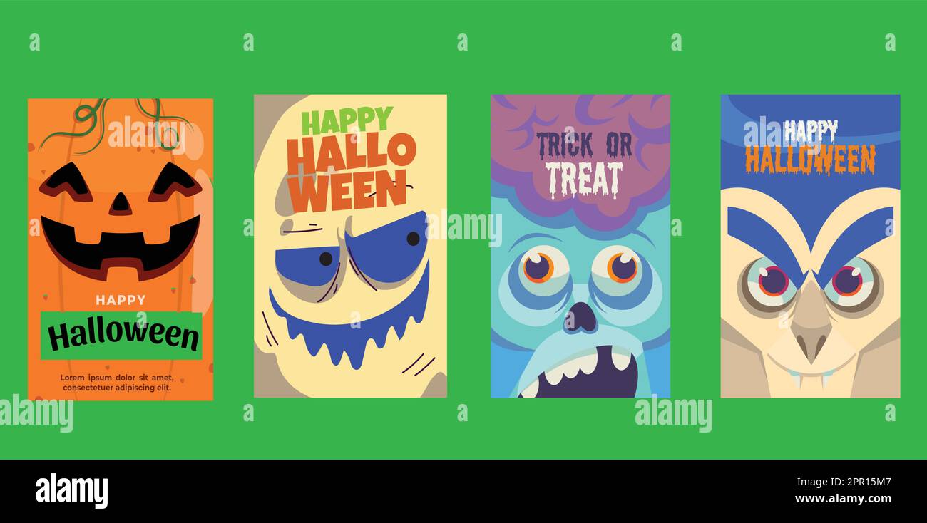 Trick or treat halloween card collection Stock Vector