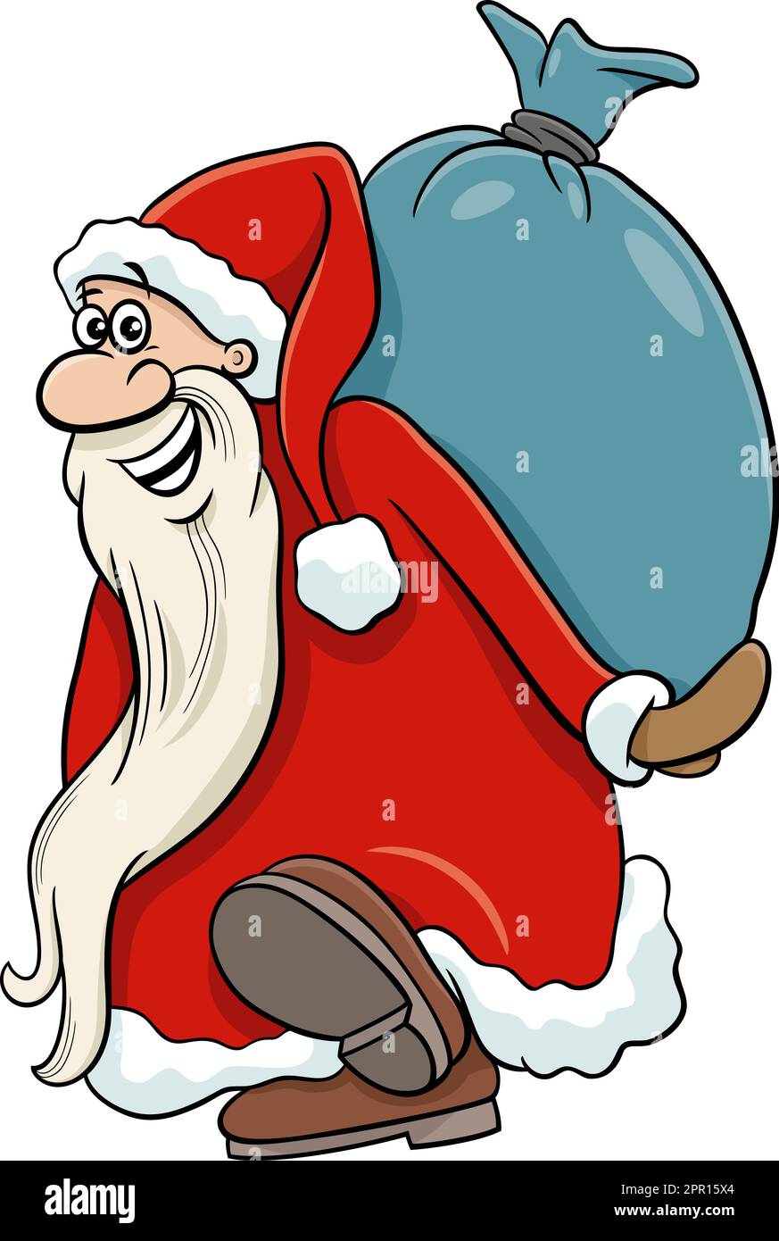 cartoon Santa Claus carrying sack of Christmas gifts Stock Vector Image ...
