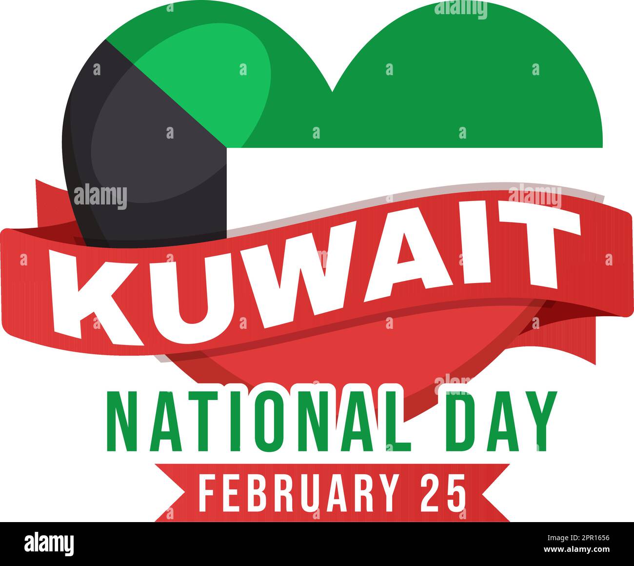 National Kuwait Day on February 25th with Waving Flag and Independence