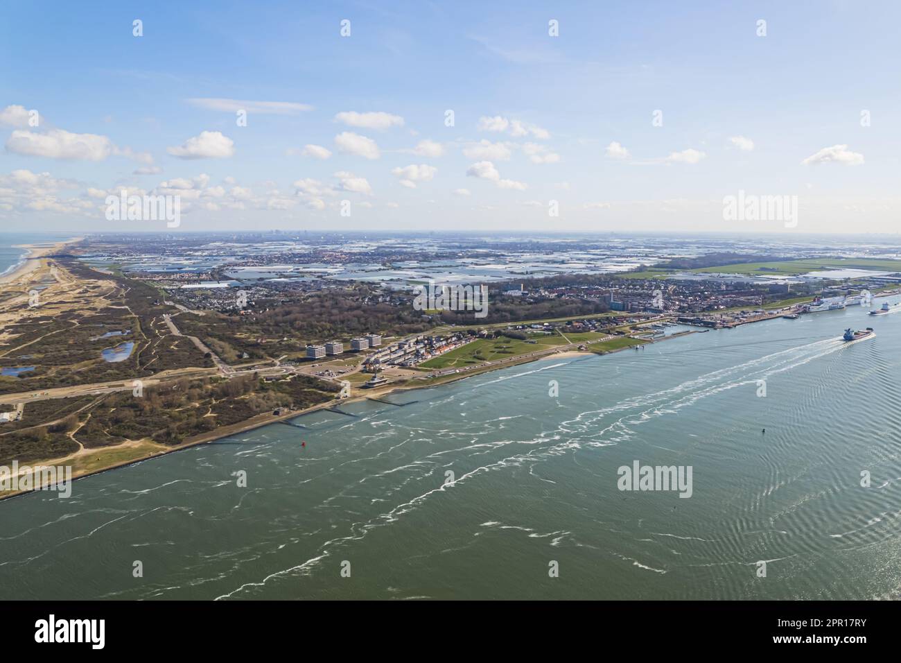 Aerial view of the Maasvlakte terminal in the port of Rotterdam, The ...