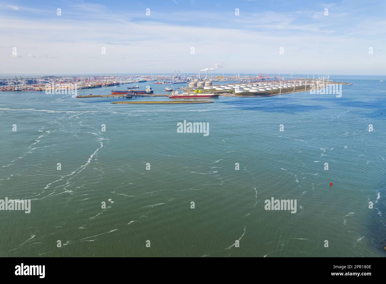 Aerial view of the landscape around the Maasvlakte a massive man-made ...