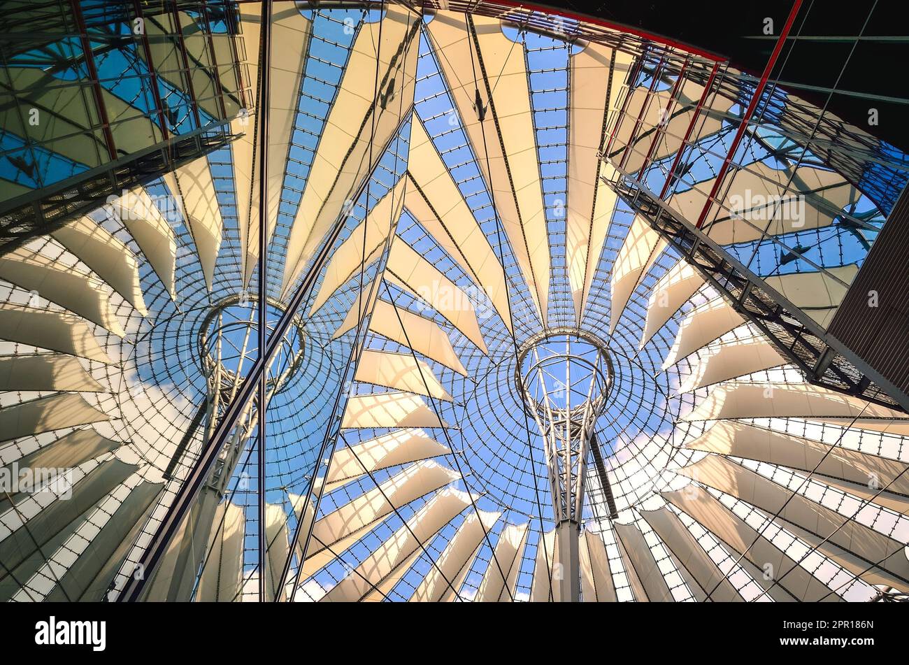 Berlin, Germany - April 30, 2014: The Sony Center on Potsdamer Platz. Sony Center located at the Potsdamer Platz is a Sony sponsored building complex, Stock Photo