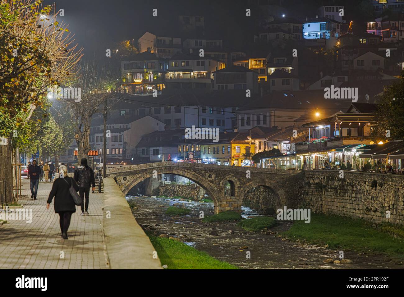 Prizren Night By River Bistrica In Kosovo Stock Photo - Alamy