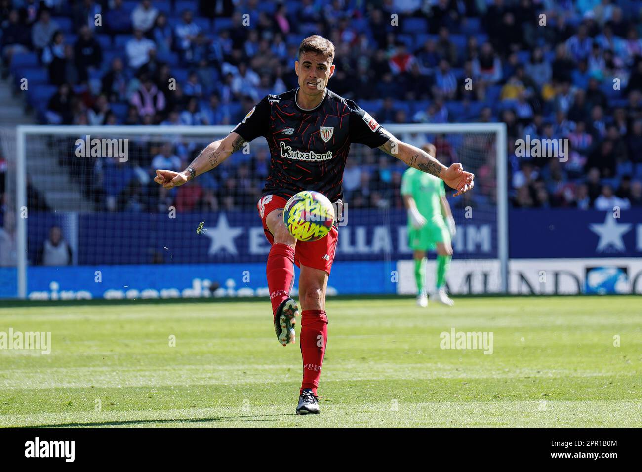 BARCELONA - APR 8: Dani Garcia in action at the LaLiga match between RCD Espanyol and Athletic Club de Bilbao at the RCDE Stadium on April 8, 2023 in Stock Photo