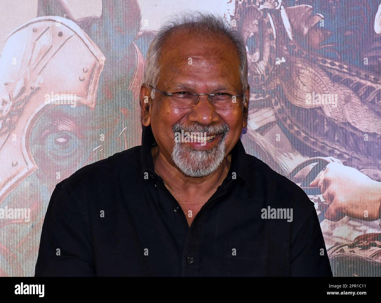 Mumbai, India. 25th Apr, 2023. Indian film director Mani Ratnam smiles during the press conference of his upcoming film Ponniyin Selvan (PS-2) in Mumbai. The film will release in theaters on 28th April 2023 in Tamil, Telugu, Malayalam, Kannada and Hindi languages. (Photo by Ashish Vaishnav/SOPA Images/Sipa USA) Credit: Sipa USA/Alamy Live News Stock Photo