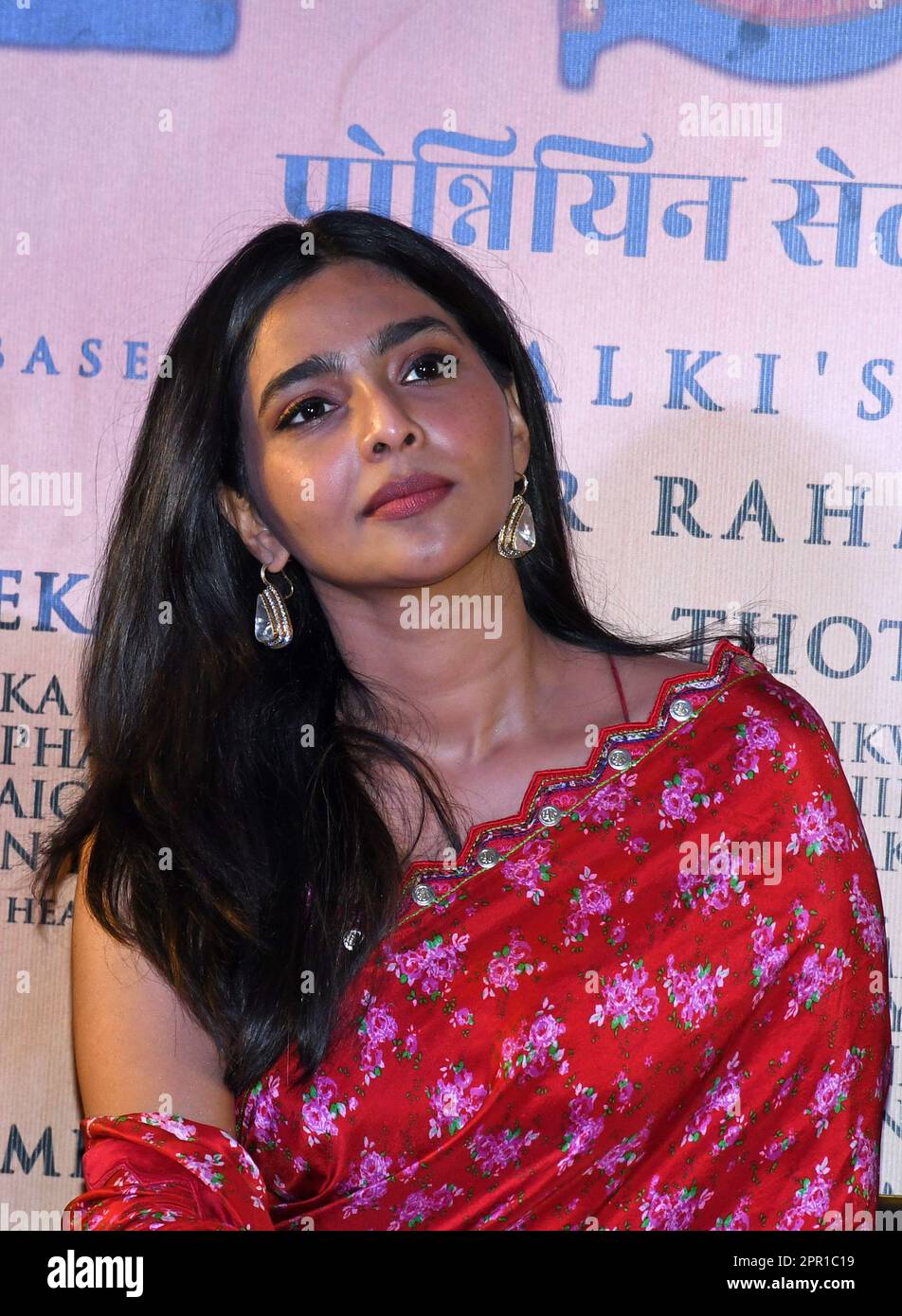 Mumbai, India. 25th Apr, 2023. Indian film actress and producer Aishwarya Lekshmi is seen during the press conference of her upcoming film Ponniyin Selvan (PS-2) in Mumbai. The film will release in theaters on 28th April 2023 in Tamil, Telugu, Malayalam, Kannada and Hindi languages. (Photo by Ashish Vaishnav/SOPA Images/Sipa USA) Credit: Sipa USA/Alamy Live News Stock Photo