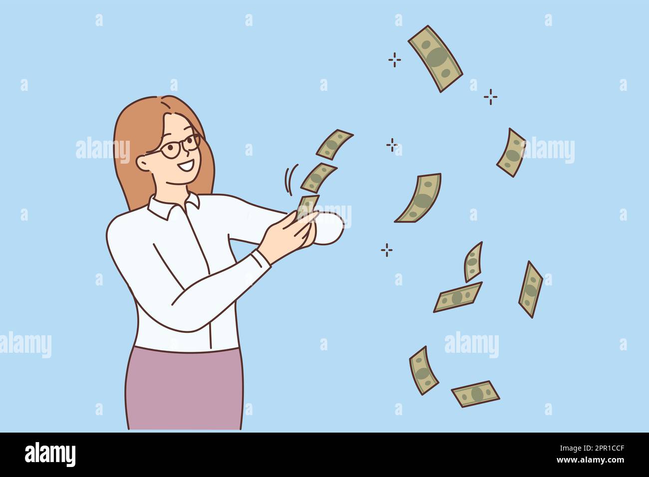 Successful businesswoman throw money in air Stock Vector Image & Art