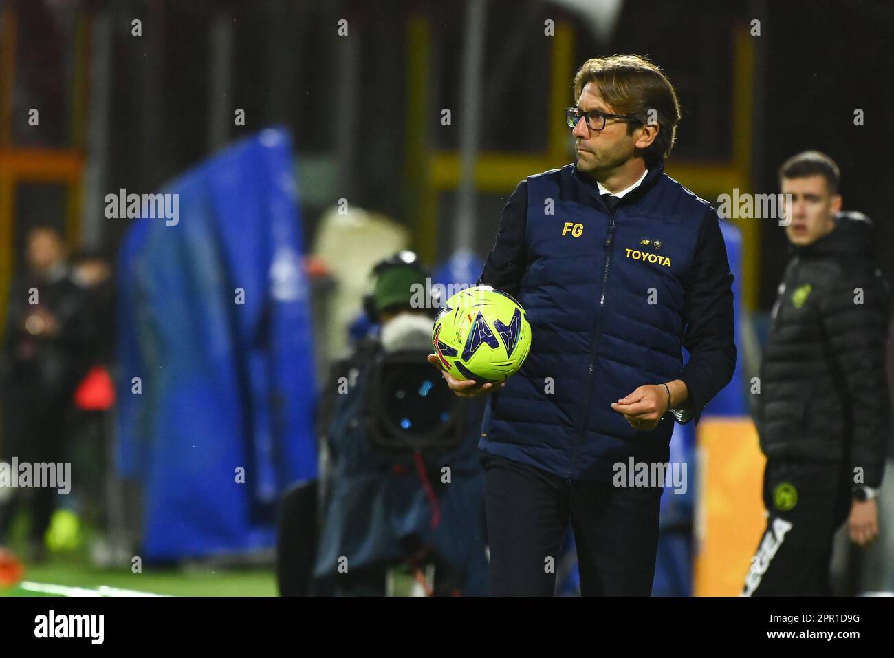 Salerno, Italy. 24th Apr, 2023. Federico Guidi head coach of AS Roma Primavera during the Coppa Italia match between AS Roma ACF Fiorentina at Stadio Arechi on April 25, 2023 in Salerno, Italy. - Credit: Nicola Ianuale/Alamy Live News Stock Photo