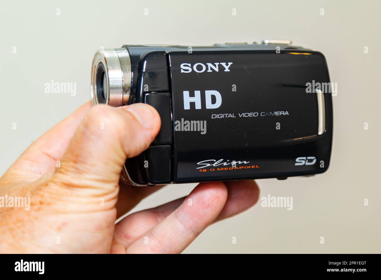Sony HD Slim portable camcorder camera. vintage camera Stock Photo Alamy