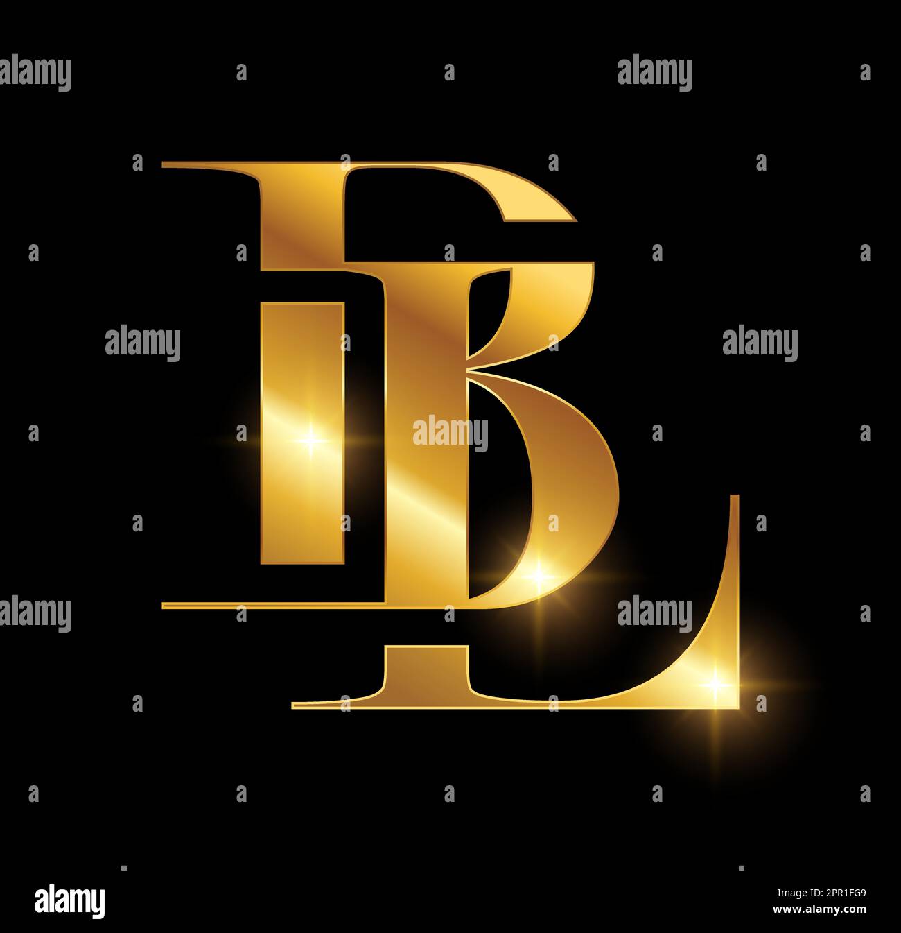 Golden Monogram Logo Initial Letters BL Stock Vector