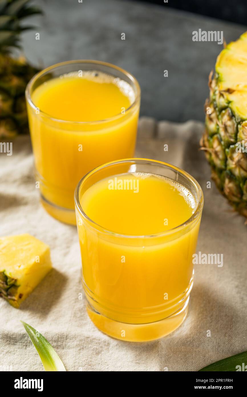 Cold Refreshing Yellow Pineapple Juice Ready to Drink Stock Photo Alamy