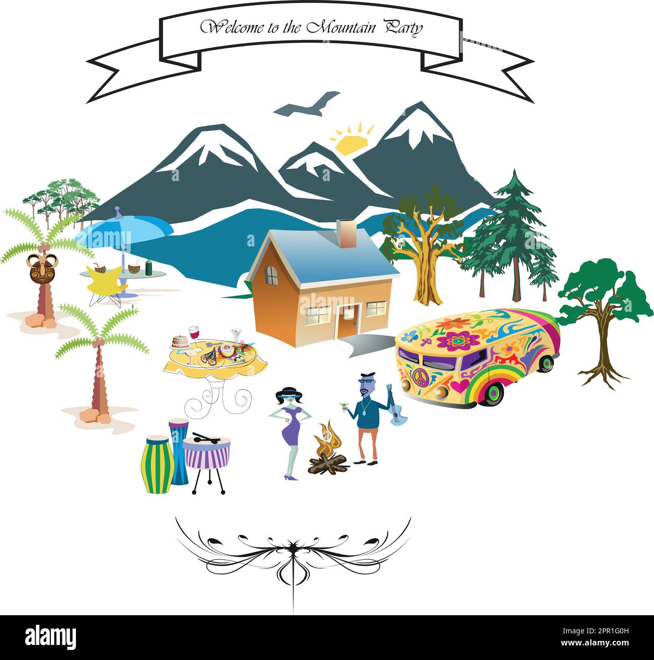 Merry party in the mountain valley Stock Vector Image & Art Alamy