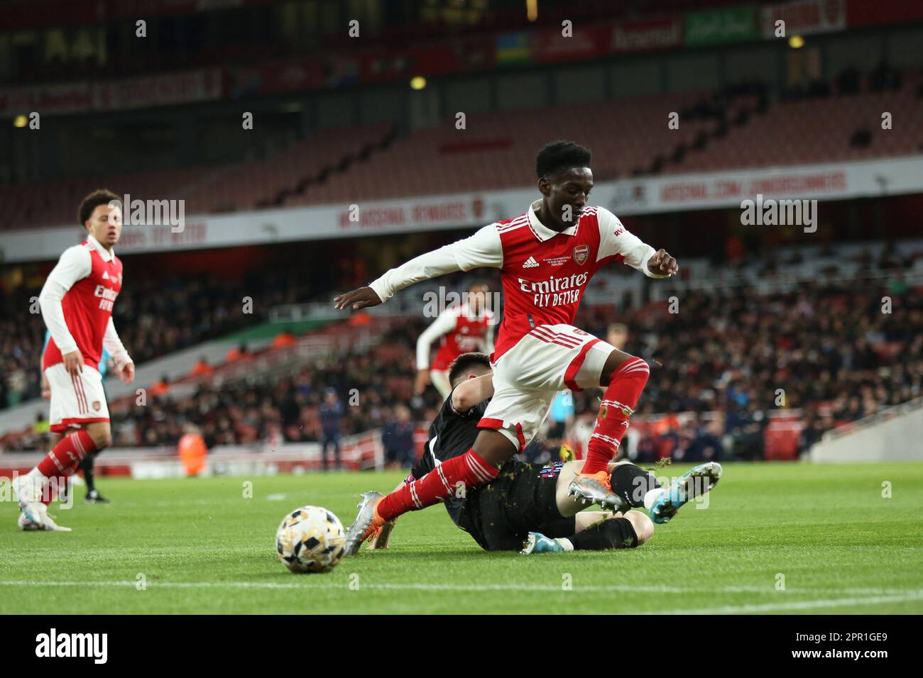 London, UK. 17th Dec, 2022. Amario Cozier-Duberry of Arsenal during the Club  Friendly match between Arsenal and Juventus at the Emirates Stadium,  London, England on 17 December 2022. Photo by Joshua Smith.