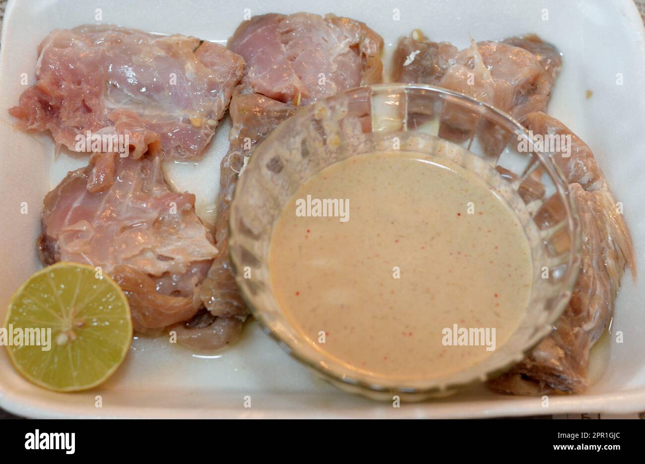 Fesikh which is fermented, salted and dried gray mullet fish of the genus Mugil, a traditional celebratory ancient Egyptian dish cuisine during sham E Stock Photo