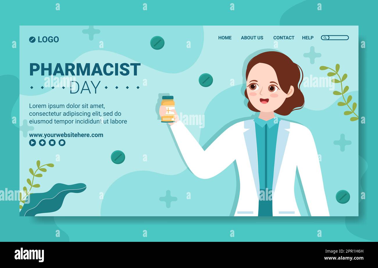 World Pharmacists Day Social Media Landing Page Flat Cartoon Hand Drawn