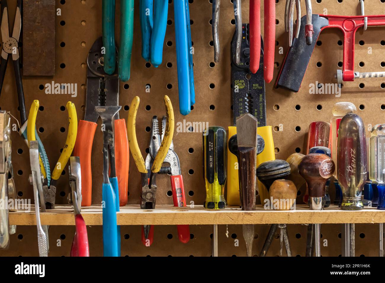 Tools in a workshop in Central Michigan, USA Stock Photo